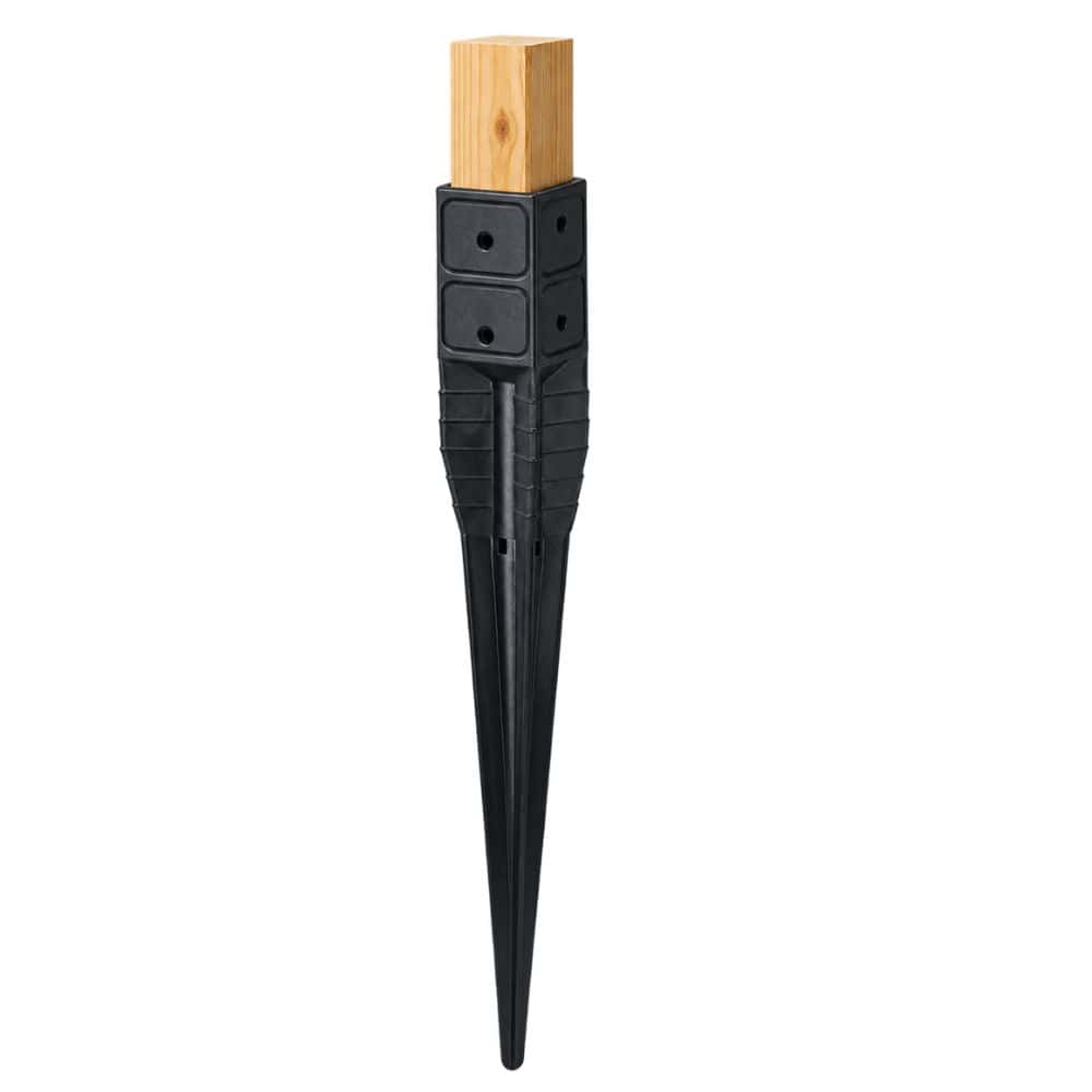 Wooden Post in Black Ground Anchor