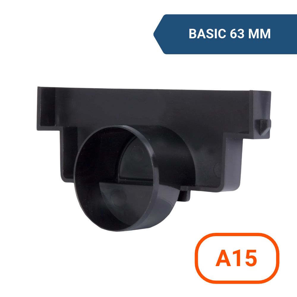 Тапа A с изход Ø50 за MAX-DRAIN BASIC 63 мм, черна пластмаса.