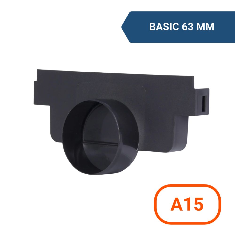 Тапа A с изход Ø50 за MAX-DRAIN BASIC 63 мм, черен пластмасов материал.