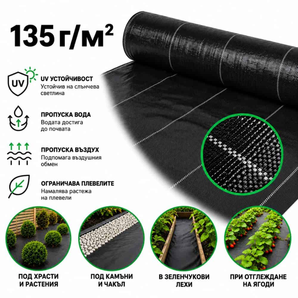 Покривало против плевели от тъкан текстил Bradas Pro, 135g/m2, 1.1 x 100m - Image 4